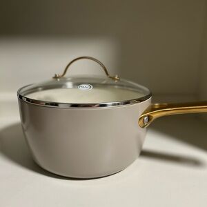 Greenpan Padova ceramic taupe 3 QT saucepan w/ lid